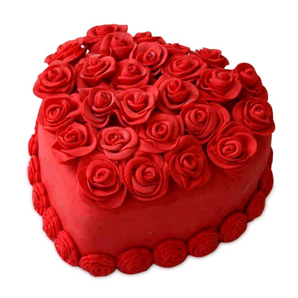 RED cake 1 Kg with icing of RED ROSES 