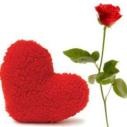 Velvet heart with single Rose